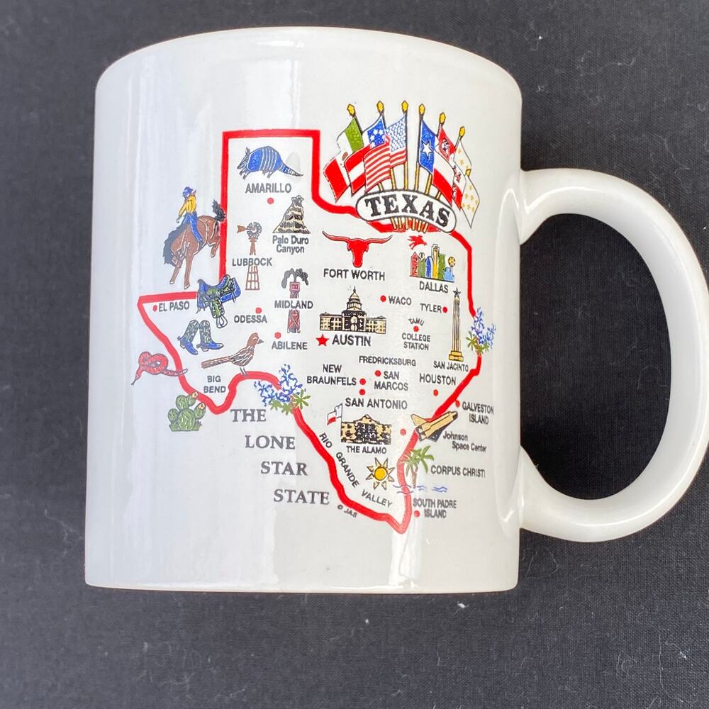 Map of Texas White Coffee‎ Mug